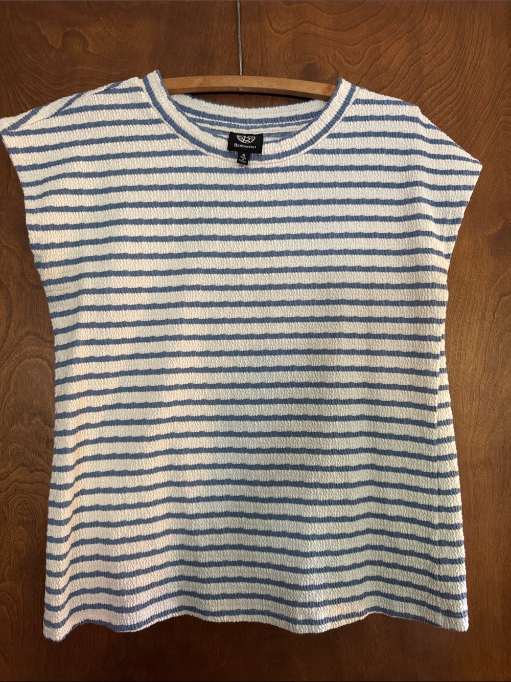 bobeau Blue and White Striped Sleeveless Tank